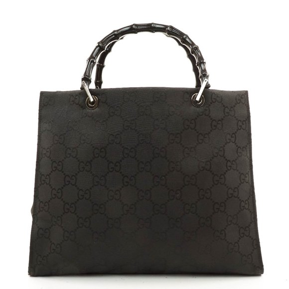 Gucci Handbags - Auth Gucci Bamboo Hand Bag Black Nylon #29834G12